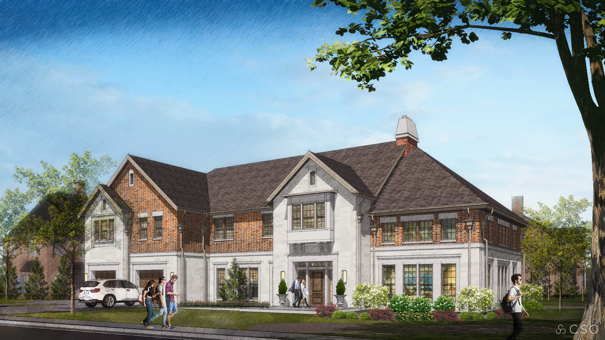 Rendering of the university house with the Butler Gateway Project